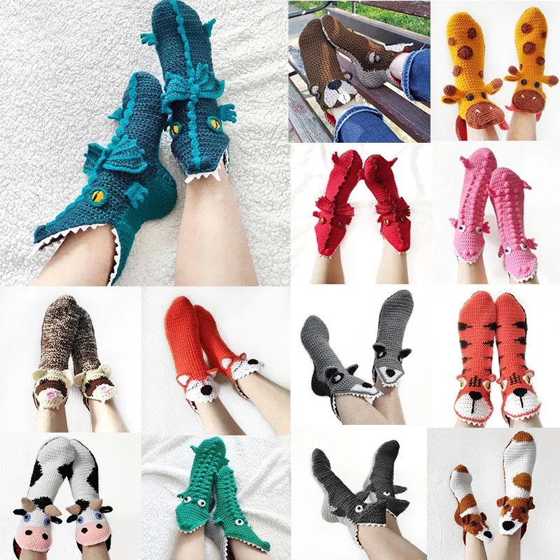 1 Paar Lõbusaid Sokke Koo 3D-Loomade Krokodill Sokid Veidrad AlligatorThick Koo Mansett Talvel Soe Põrand Sokid Riided Tarvik Pilt 4 