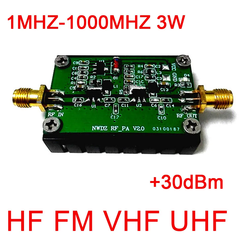 1MHZ-1000MHZ 3W 35DB HF VHF / UHF FM-saatja RF Võimendi FM shortwave lairiba võimendi Jaoks Ham Raadio DC 12-15V