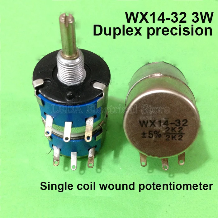 1tk WX14-32 3W double precision ühe spiraali keritud potentsiomeetri takistus 1K 2K2 4K7 10K