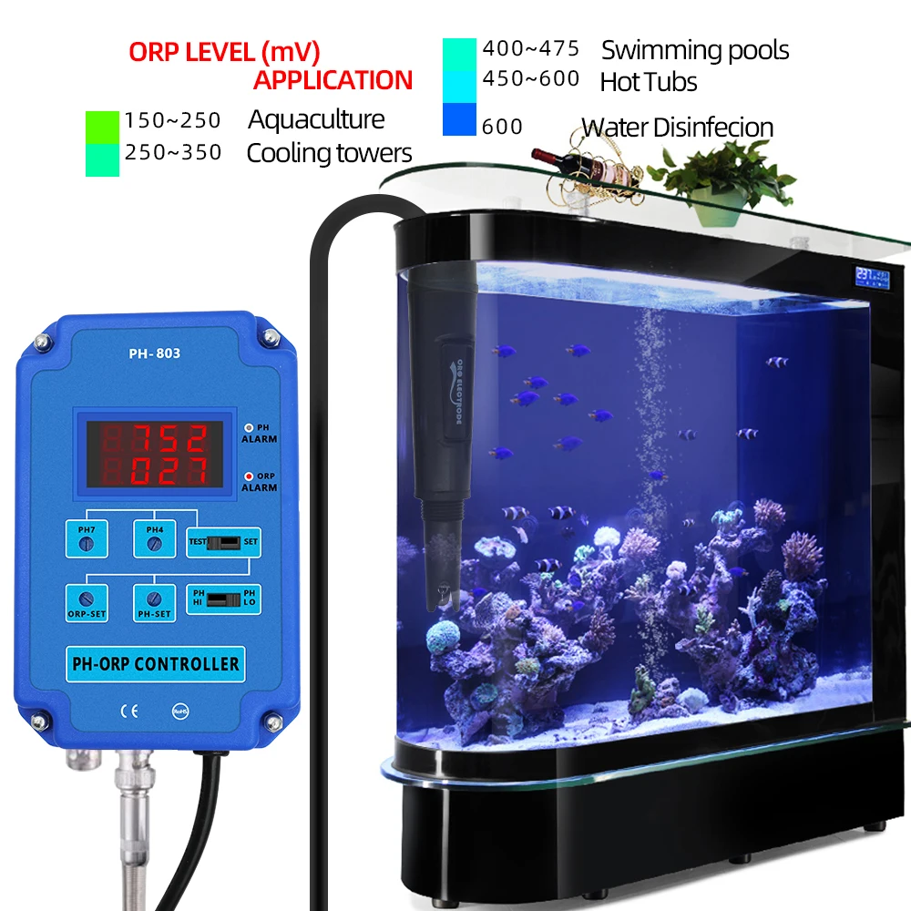 2 in 1 PH, ORP Tester Filter Hüdropooniline pH-Meeter Vee Kvaliteedi Väljundvõimsus Relee Kontrolli Elektroodide Probe BNC jaoks Akvaariumi Bassein