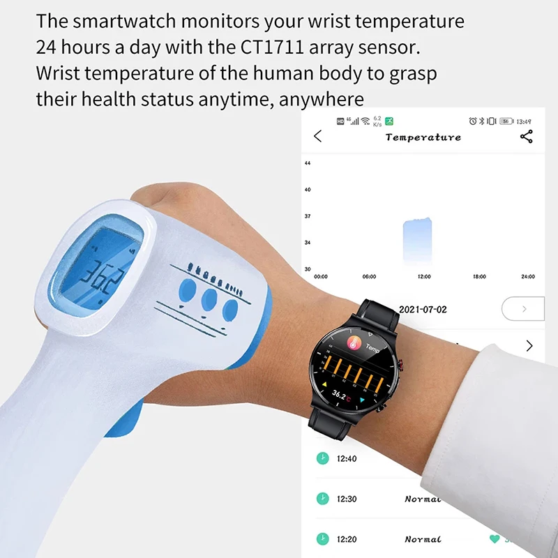2022 Termomeeter Smart Watch 360*360 HD Full Touch Screen EKG-Südame Löögisageduse Monitor Vere Hapniku Sport Smartwatch Ilmateade Pilt 3 