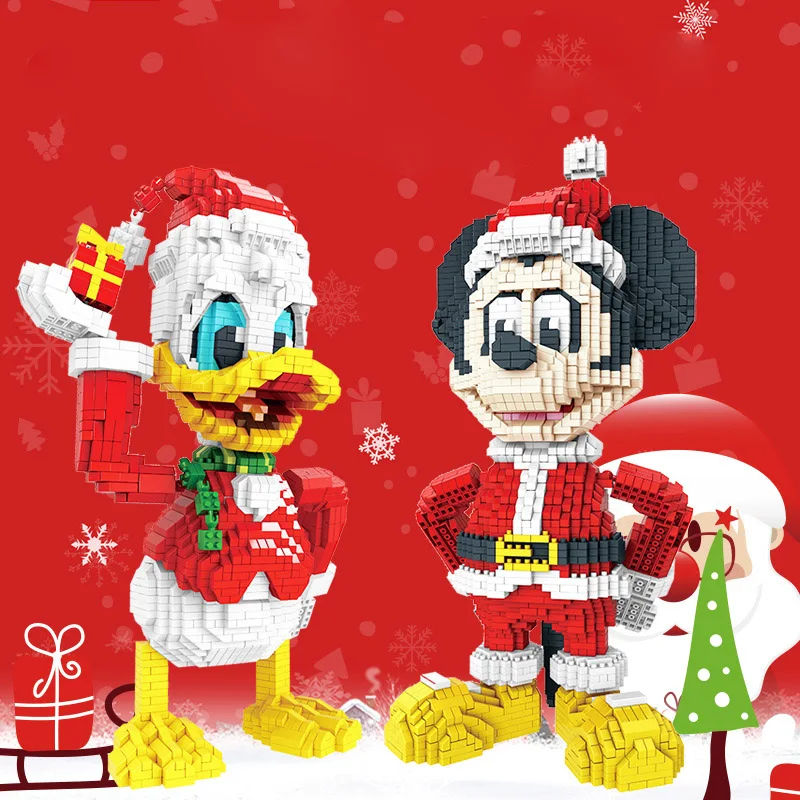 3500pcs+ Disney ehitusplokid Micro Jõulud Jõuluvana Miki Hiir ja piilupart Donald Mini Tellised Joonis Mänguasjad Lastele Kingitus
