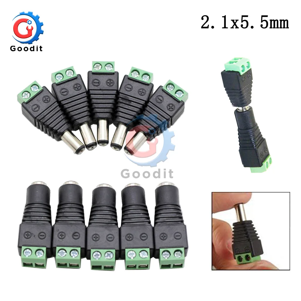 5.5x2.1MM Mees & Naine Polaarsus DC Power Jack plug Adapter Connector Pistik CCTV 2.1*5.5 mm