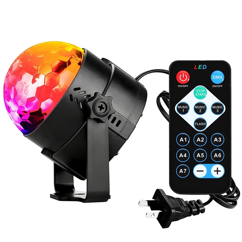 7 Värvid Disco Ball Heli Aktiveeritud Pöörleva Projektor Magic etapi Valgustuse mõju Lamp RGB LED Muusika KTV jõulupidu Kerge