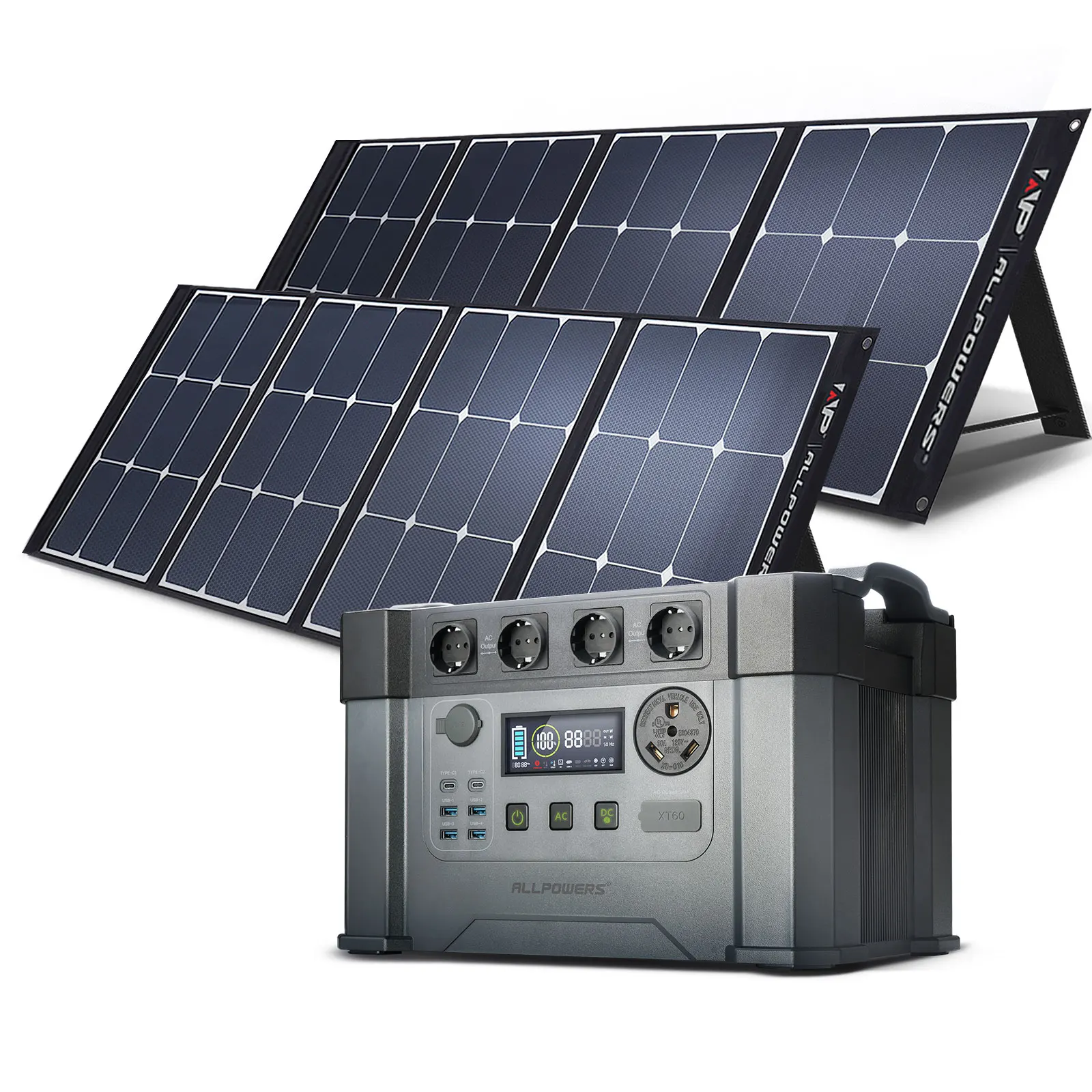 ALLPOWERS 1500Wh Kaasaskantav Powerstation 2000 / 2400W Päikese Mobiil Liitium Aku, Päikese Laadija 18V 200W Solarpanel