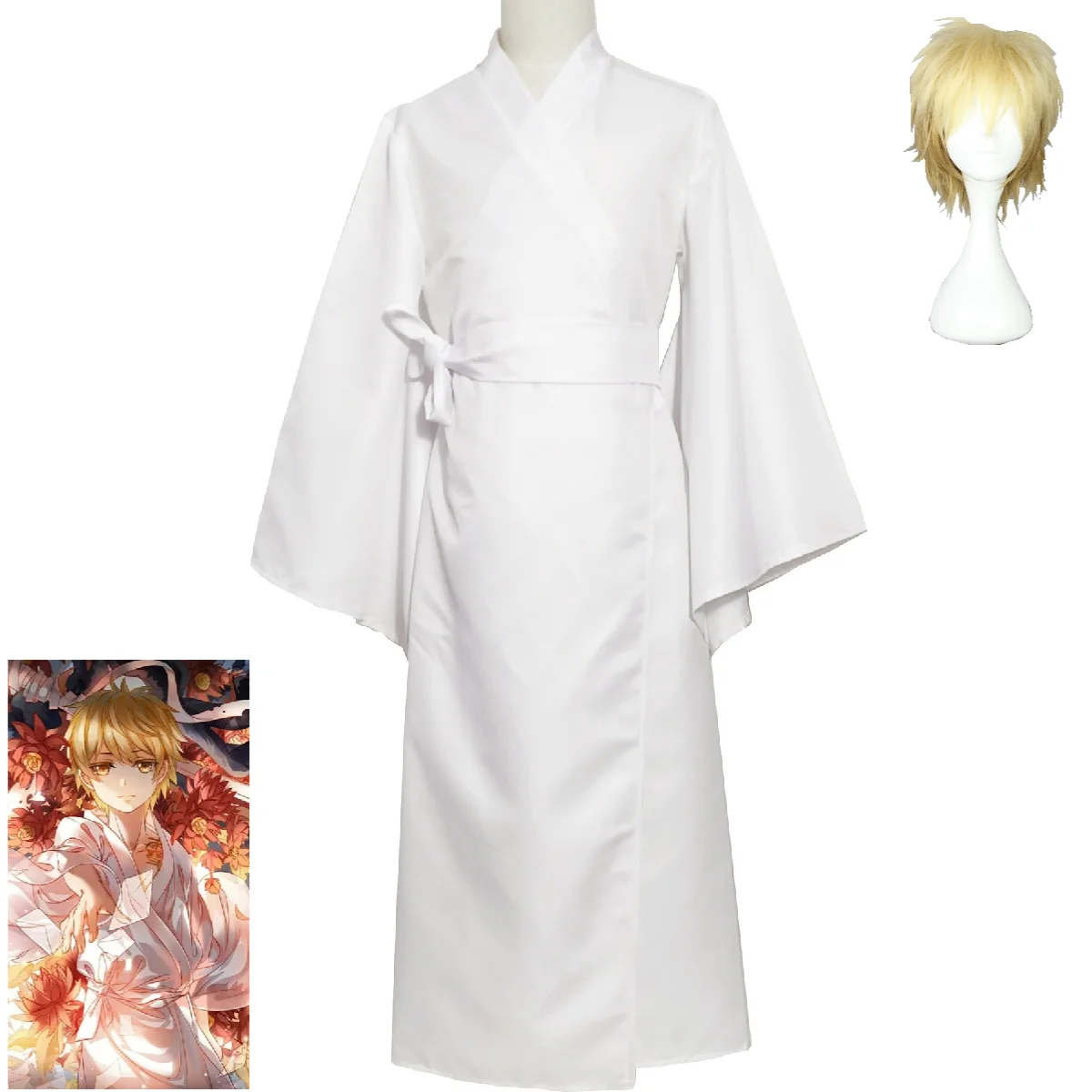 Anime Noragami Aragoto Yukine Cosplay Kostüüm Aldult Unisex Peen Valge Kimono Vöö Parukas Halloween Hommikumantel Ühtne Ülikond