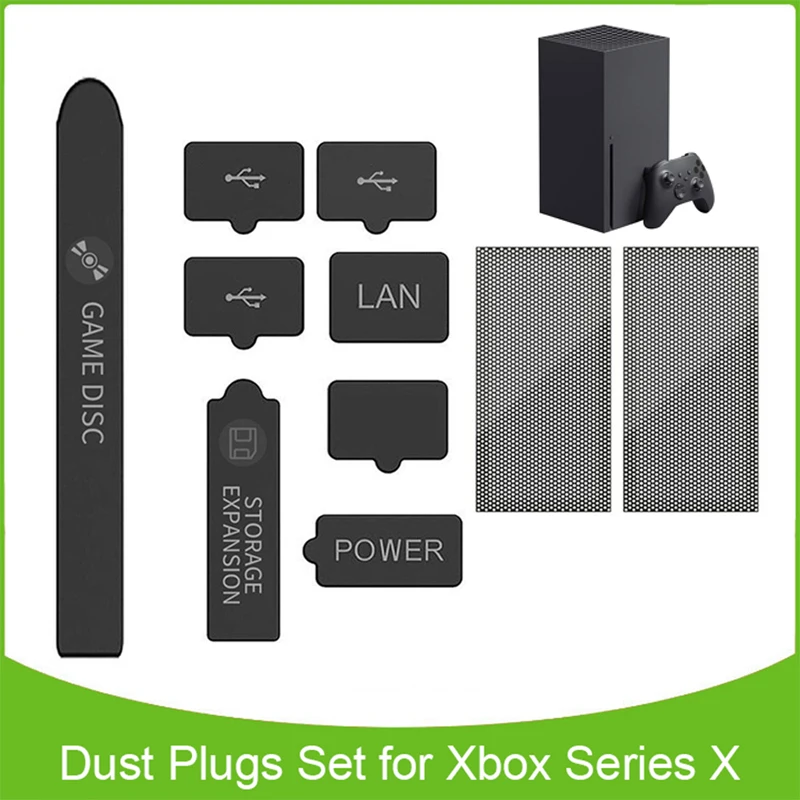Anti-tolmu Tarvikute Komplekt Xbox Seeria X Mängu Konsool Must Silikoonist Tolmu Pistikud USB-Liidese Kaas, PVC Vent Tolmukindel Võrgud