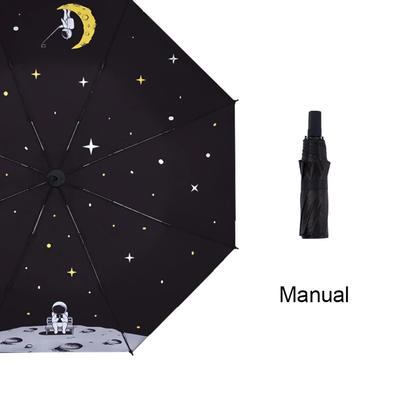 Astronaut täisautomaatne päevavarjude Päikesekaitsetoodete UV-Kaitse Vihma ja Vihma Kahesuguse kasutusega Reisi Kompaktne ja Kaasaskantav Pilt 2 