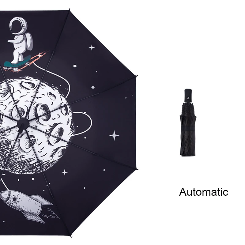 Astronaut täisautomaatne päevavarjude Päikesekaitsetoodete UV-Kaitse Vihma ja Vihma Kahesuguse kasutusega Reisi Kompaktne ja Kaasaskantav Pilt 4 