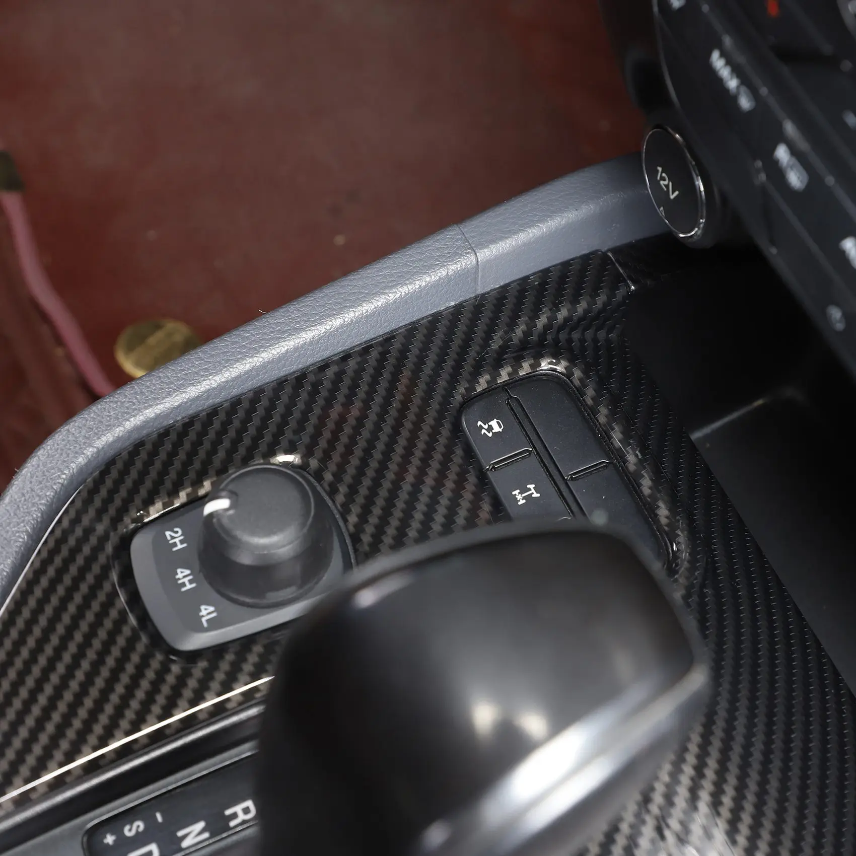 Auto süsinikkiust ABS Keskele Konsooli Raami Kaas Sisekujundus Ford Ranger 2015-2022 Auto Interjöör Pilt 4 
