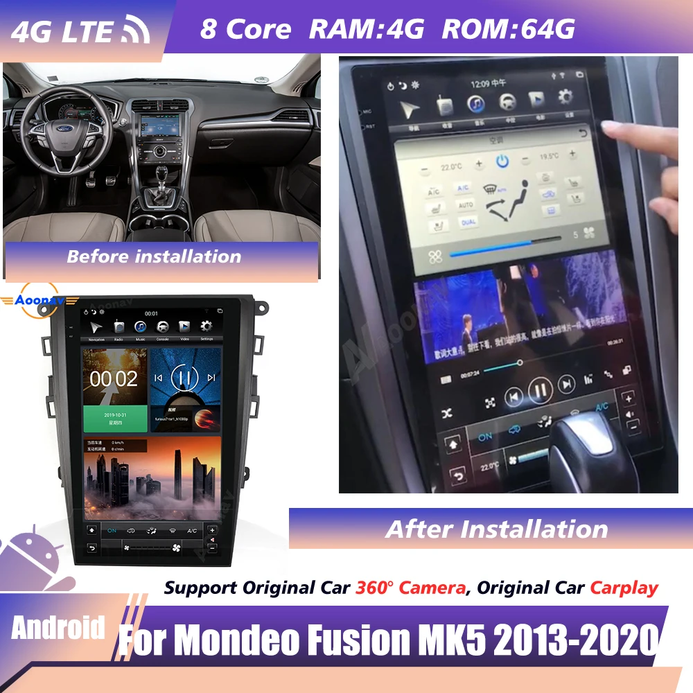 Auto touch ekraan Mondeo Fusion MK5 2013 2014 2015 2016-2020 Android Süsteemi BT Stereo juhtmeta GPS-Navigatsioon