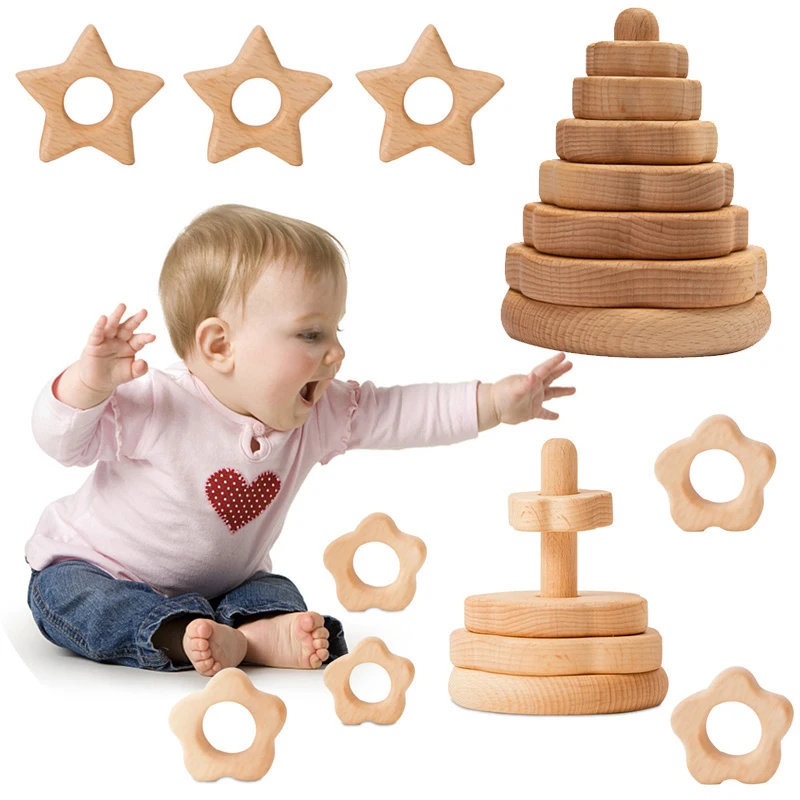 Beebi Puidust Plokid Virnastamine Mänguasi Pehme Ehitusplokid Ümar Kuju Puust Ehitus Loominguline Mäng Montessori Haridus Mänguasjad Pilt 0 