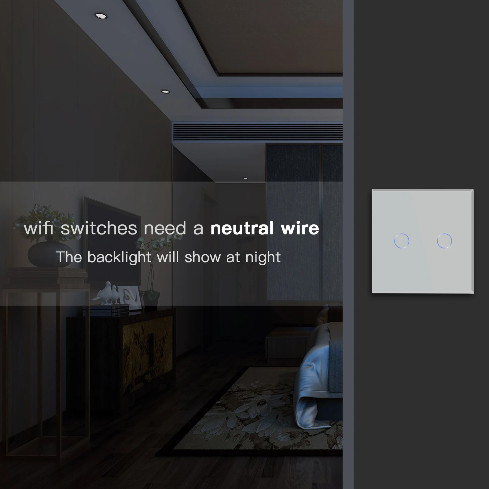 BSEED Wifi 1/2/3Gang 1/2/3/4Way Seina Lüliti Touch Smart Light, Lülitub Google Alexa Tuya Kontrolli Raadiovõrgu Lüliti EL Standard Pilt 5 