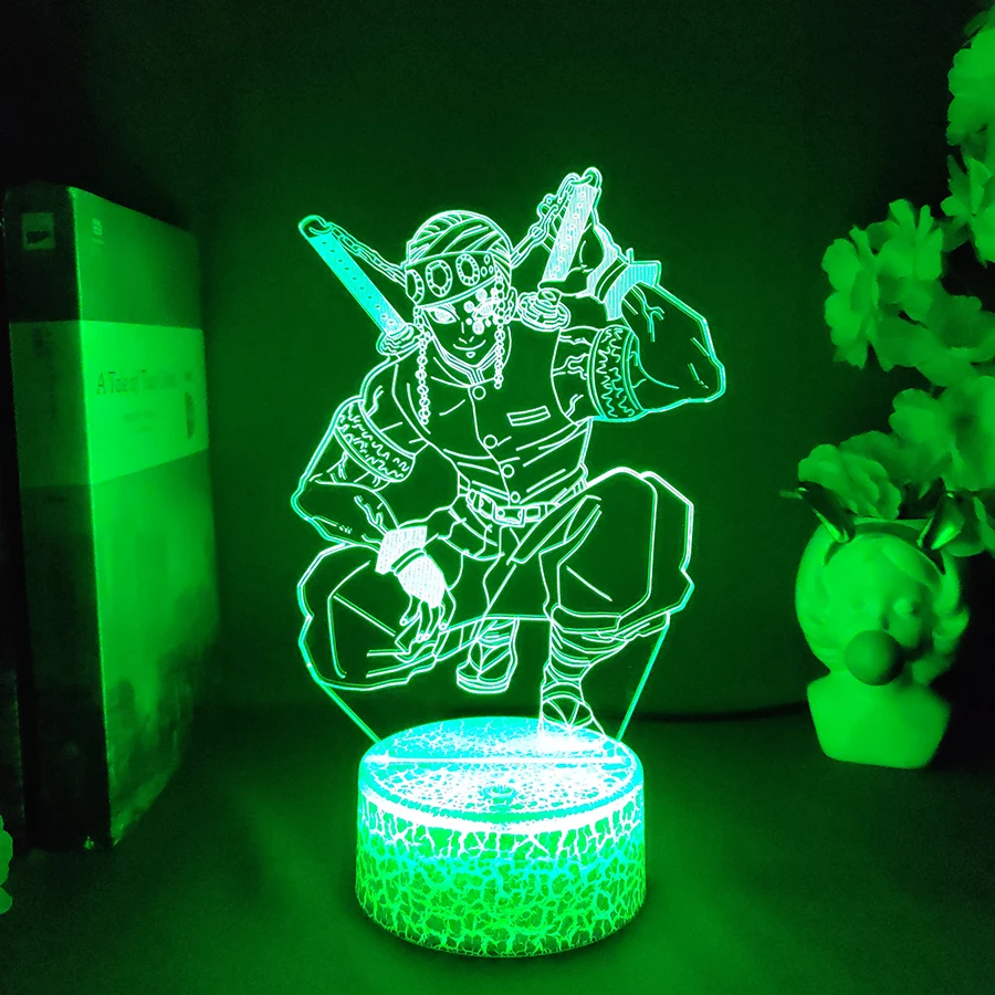 Demon Slayer Uzui Tengen 3D LED Anime Lamp Kingitus Sõpradele Magamistuba Decor Manga kimetsu no yaiba Lahe Öö Valguses Neoon Valgus