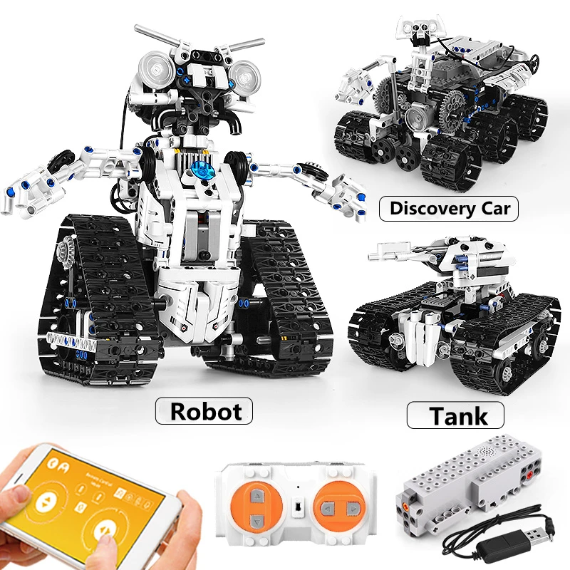 Hallituse Kuningas 15046 606Pcs High-Tech Mänguasjad APP RC Kontrolli Võimu Transbot Robot Mudeli Hoone Plokid, Tellised Lastele jõulukinke