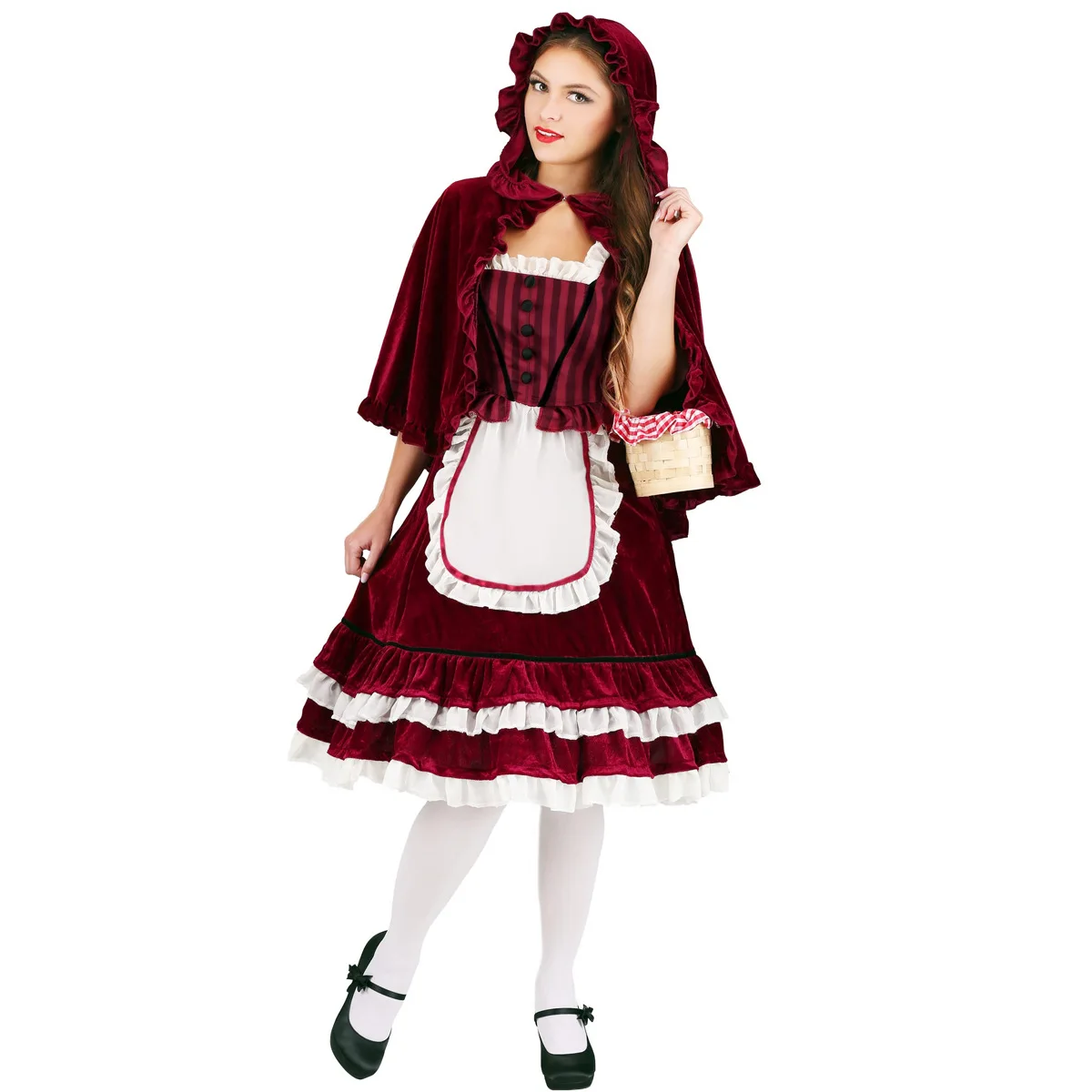 Halloween Little Red Riding Hood Kostüüm Klassikaline Cosplay Printsess Kostüüm Lossi Kuninganna Kostüüm
