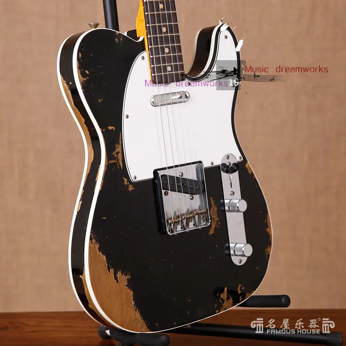 Hiina Becoda electric guitar TL käsitööna teha vana kitarr , Must ja sinine lepp keha saab kohandada logo