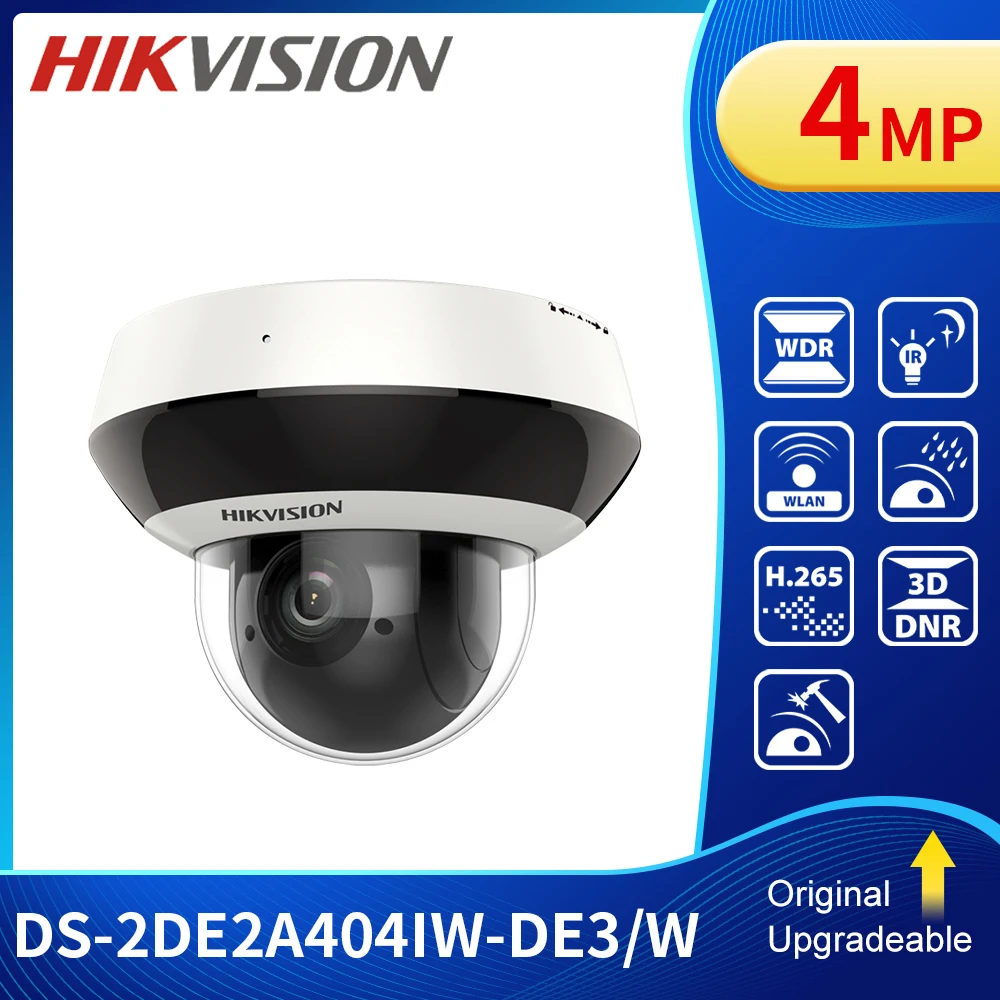 Hikvision 4MP Video Valve Wifi Kiirus Dome PTZ Kaamera Darkfighter DS-2DE2A404IW-DE3/W 4X Suumiga mikrofon H. 265+