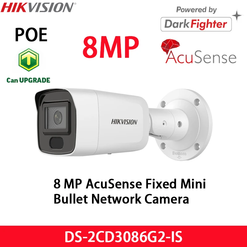 Hikvision 8MP 4K POE Kaamera DS-2CD3086G2-ON IR DarkFighter AcuSense Fikseeritud Mini Bullet Võrgu Kaamera, Originaal inglise Versiooni Pilt 0 