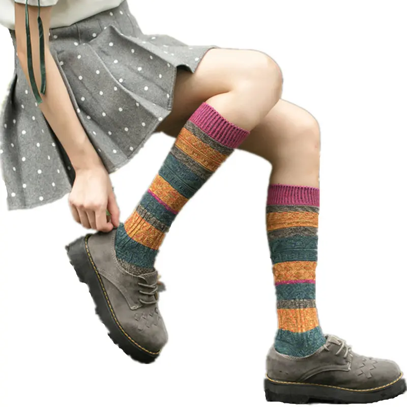 Jaapani Harajuku Vintage Triibuline Naine Sokid Talve Mood Compression keskkooli Naiste Sokid Pikk Paks Naine Puuvillased Sokid