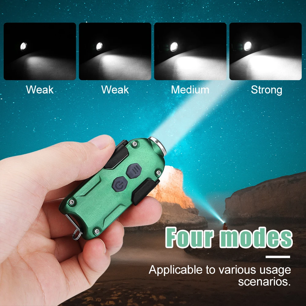 Kaasaskantav Tasku USB Taskulamp Laetav Mini Võtmehoidja LED Torch 4 Valguse Režiimid Tõrvik Avarii Kerge Töö