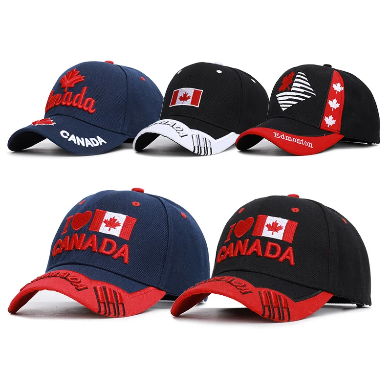 Kanada Lipu Meeste kalapüük Baseball Cap Tikitud Kanada Müts Mens Snapback Luu Reguleeritav Naiste Pesapalli Müts Snapback Müts Pilt 1 