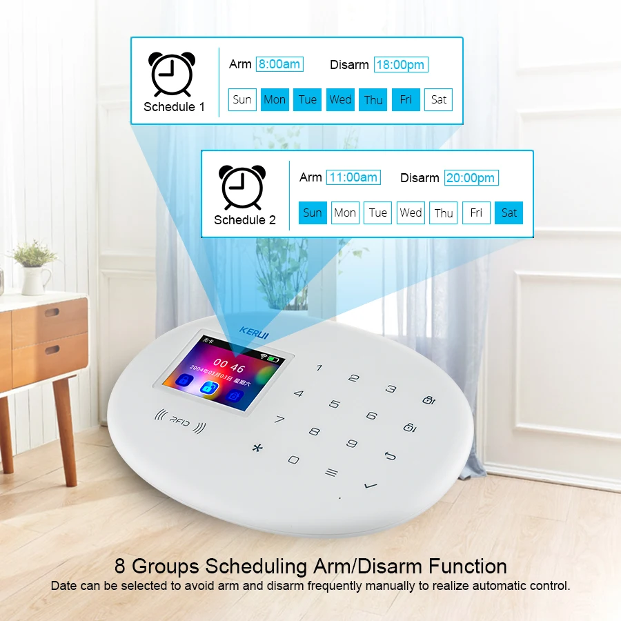 KERUI Smart Home Alexa W204 Alarm Süsteem 4G GSM -, WIFI, Garaaž Alarm, Motion Sensor RFID Tag Ukse Anduri Sireen Siseruumides Kaamera Pilt 5 