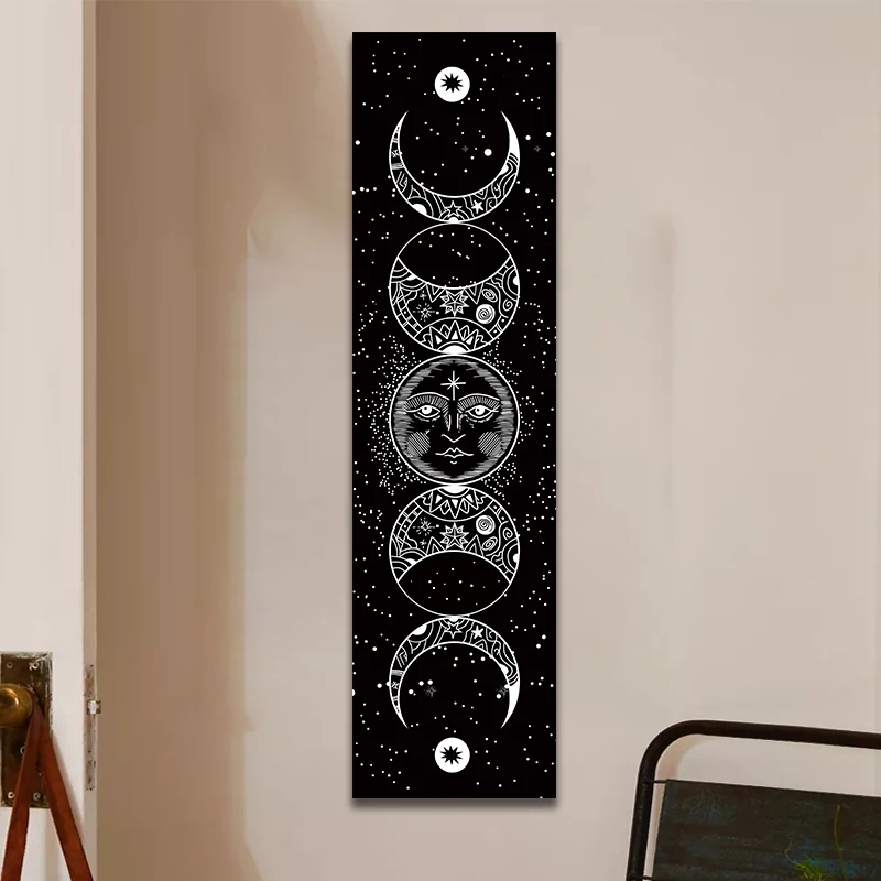 Kuu faas Tapestry Tähed Ruumi Psühhedeelne Must Ja Valge Seina Tapeedid Kuu faas Viska Tekk Home Decor Seina Riputamise