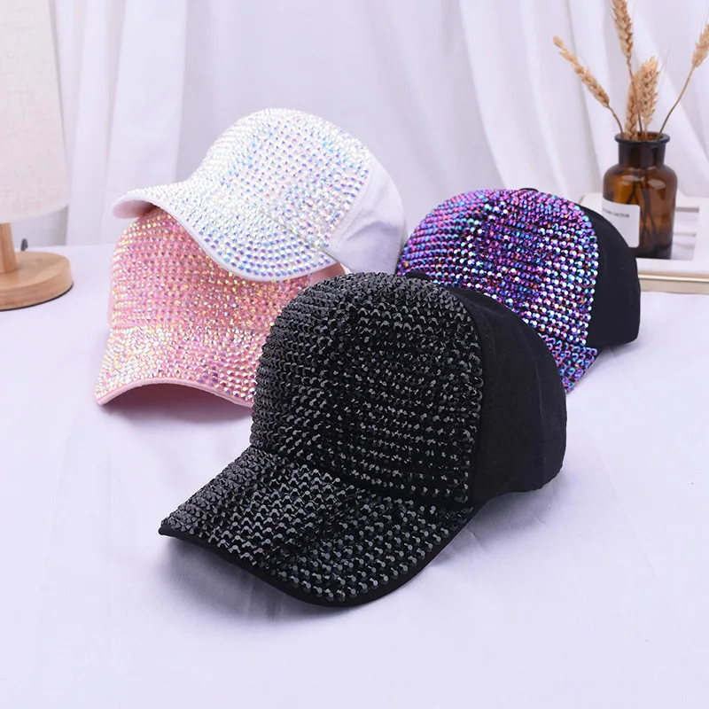 Kvaliteetne Velvet Kristall Teemant Reguleeritav Baseball Cap Müts Väljas Fashion Street Casual Baseball Caps Pilt 1 