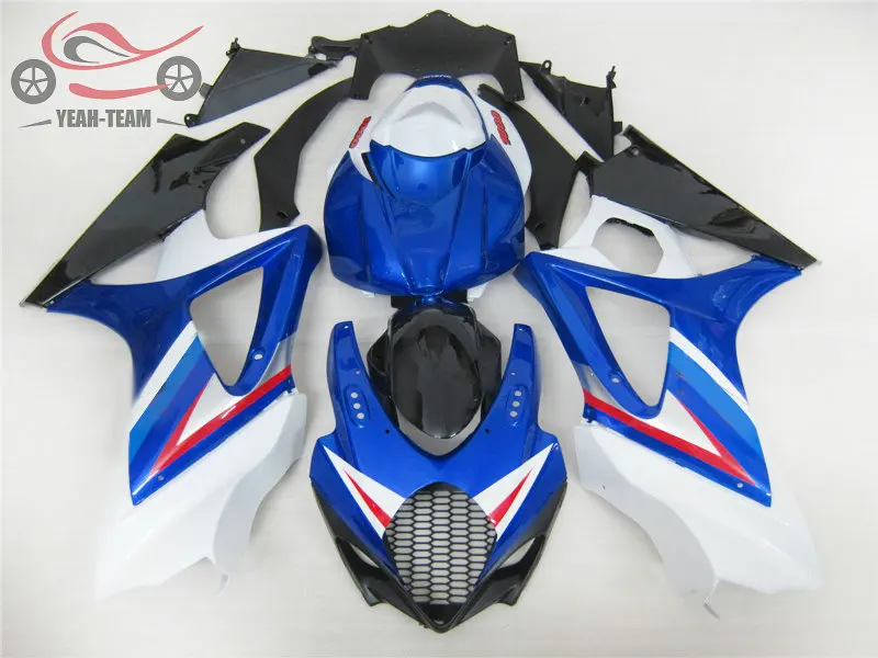 Kõrge kvaliteediga Süsti hallituse fairings komplekt Suzuki GSXR1000 K7 2007 2008 sinine valge Hiina voolundi kehaosad GSXR 1000 07 08