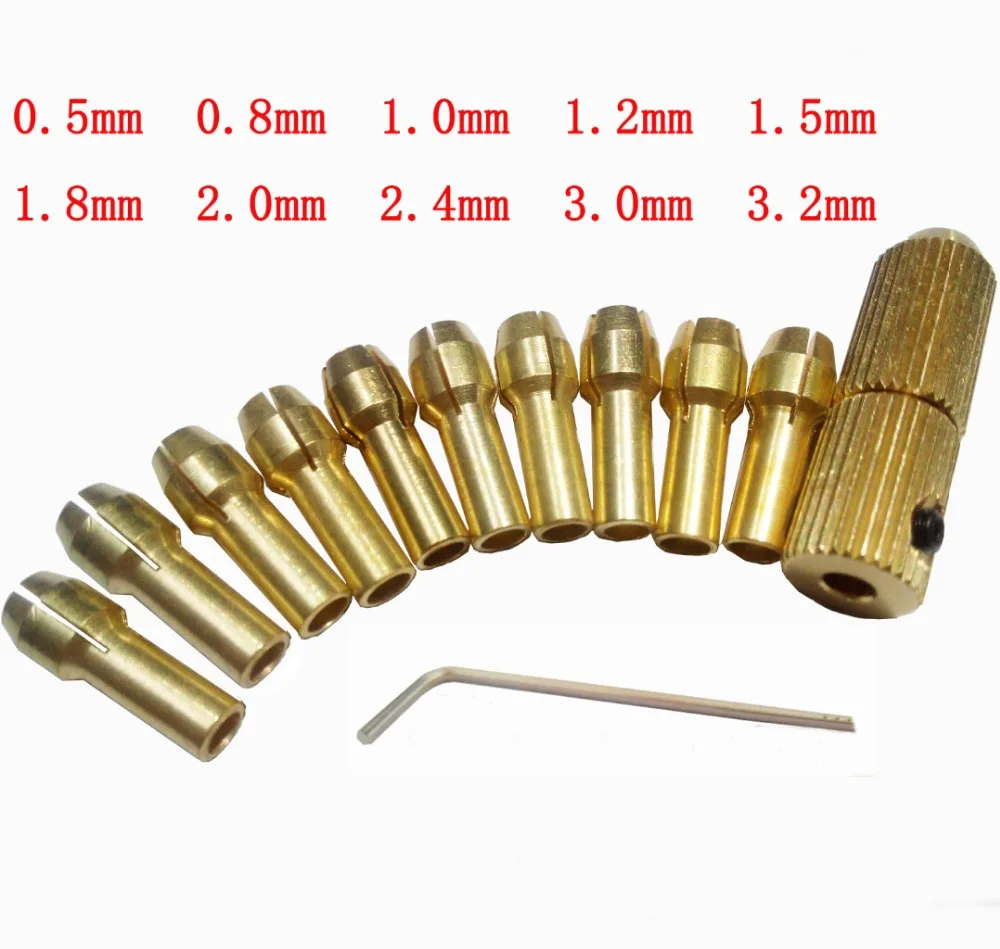 Kõrge kvaliteet parima hinnaga 10 unids / set 0.5 - 3.2 mm Drill Bit Collet Mikro -, väike elektripliit twist puurpadrun