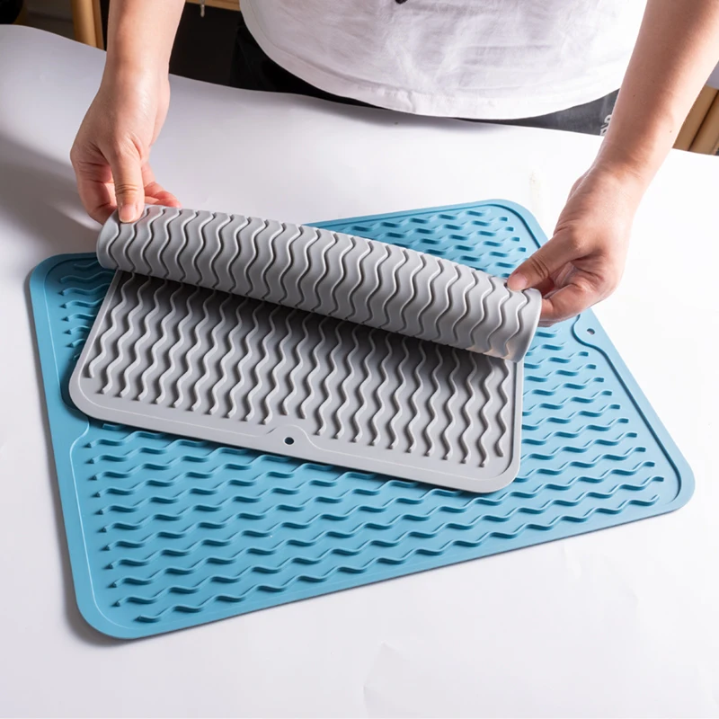 Laineline silikoon äravoolu matt anti-slip lihtne puhastada köögis valamu äravoolu kõrge temperatuuri taluva placemat 40*30 cm Pilt 3 