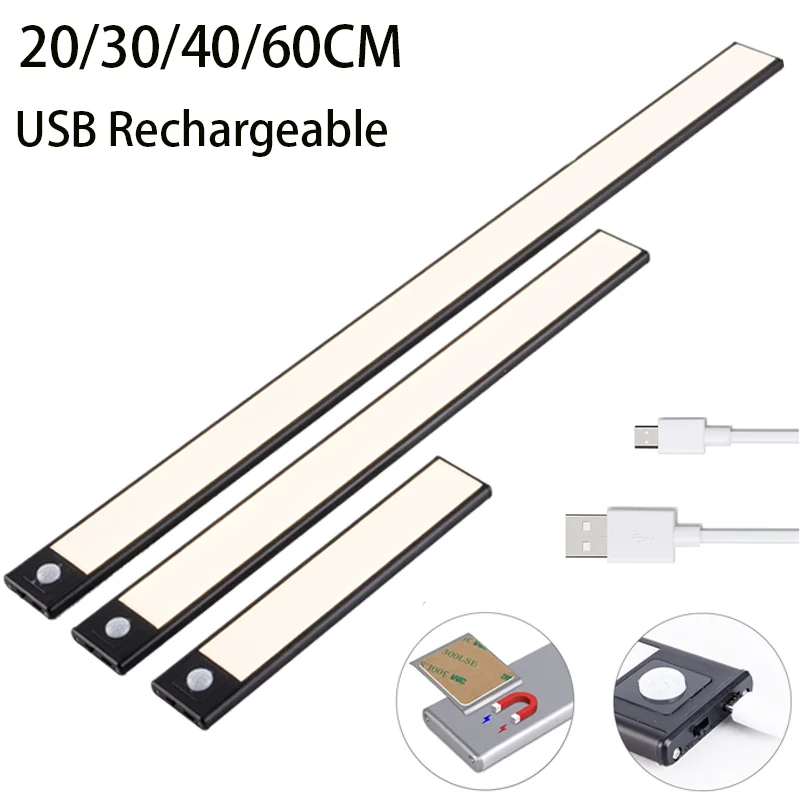 LED Ultra Õhuke Öö Valguses Liikumisandur, Juhtmevaba USB All Kapis Kerge Köögi Kapp Magamistoas Garderoob sisevalgustus