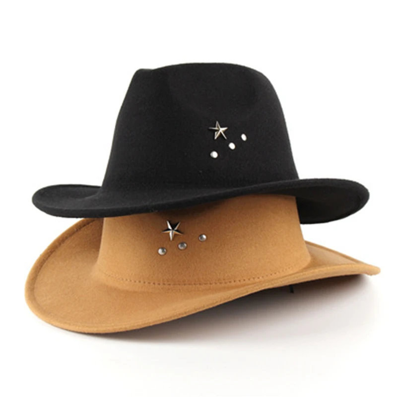 Lääne kauboi müts viie osutas star fedora müts meeste, naiste sügis-talv tundsin jazz mütsi warped mütsi nokk väljas ratsutamine müts