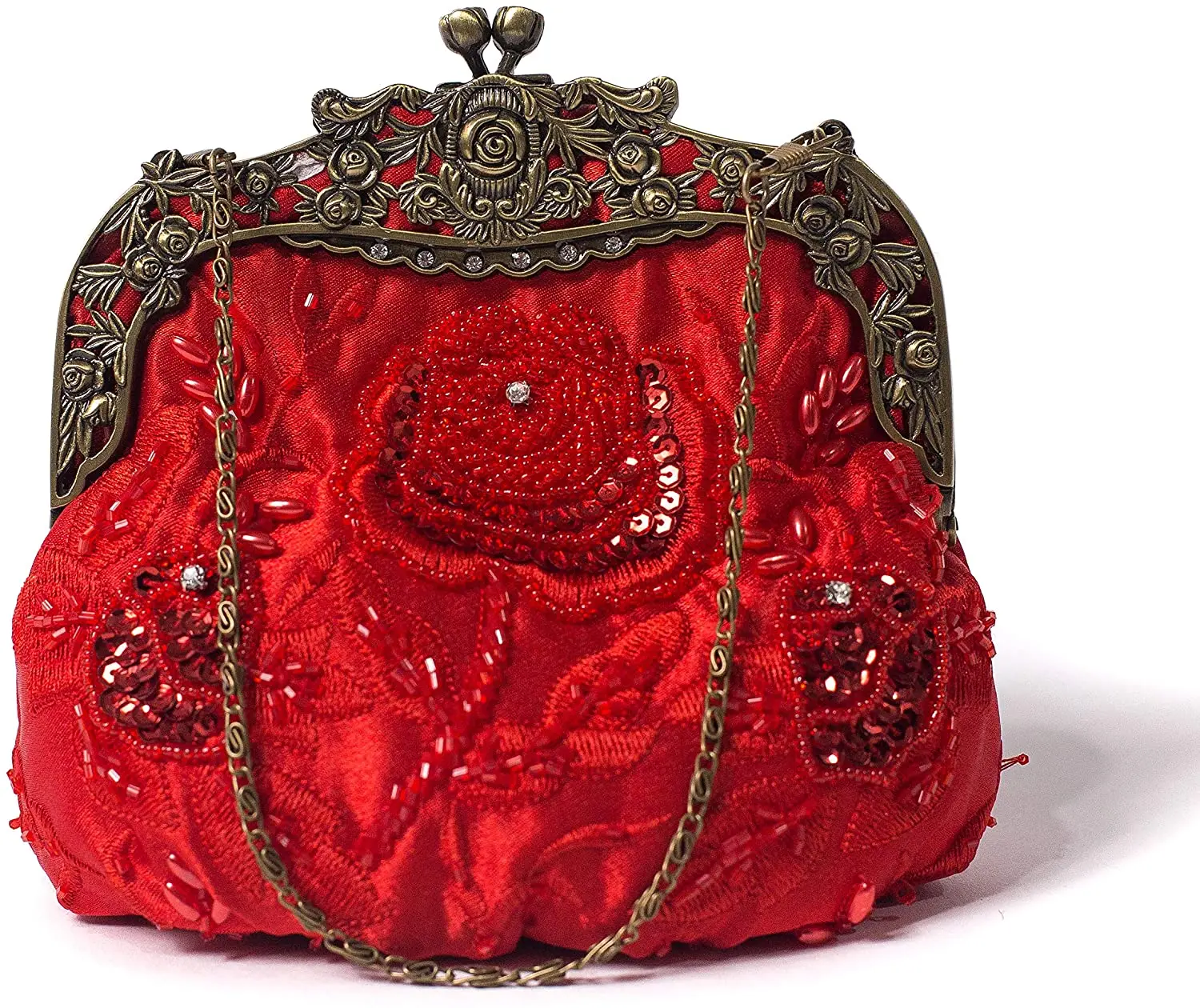 Naiste Antiik Beaded Pool Sidur Vintage Rose Rahakott Õhtul Käekott moodustavad kotid pulm käekotid, naiste kotid, Kingitus Kohal