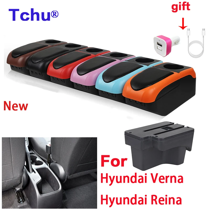 Näiteks Hyundai Verna Taga 2017 2018 2019 2020 2021 2022 Jaoks SOLARIS Auto Taga kastis Säilitamine tarvikud Interjöör koos USB LED