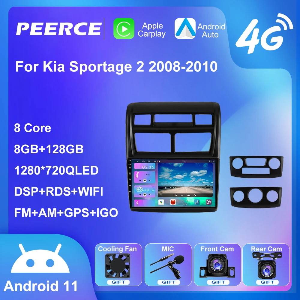 PEEREC DSP 4G Jaoks Kia Sportage 2 2008-2010 Auto Raadio Mms Android Mängija Carplay Autoradio Navigatsiooni GPS juhtseade 2 din