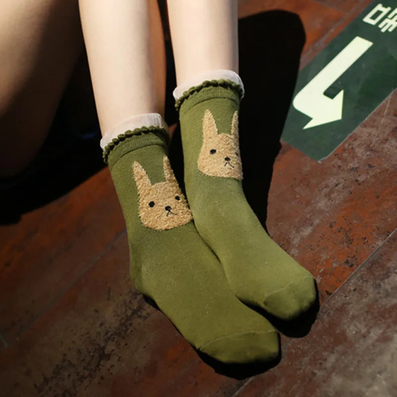 Pikad Puuvillased Sokid Naistele Armas Sügis-Talvine Naiste Sokid Armas 3D-Kõrvad Loomade Naiste Panda Brear Siga Kaelkirjak Cartoon Sokid