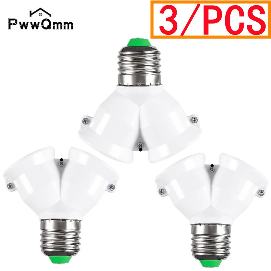 PwwQmm E27 3/TK Kruvi LED Baasi Valguse Lamp Pirn, Sokkel E27, et 2-E27 Splitter Adapter lambihoidja E27 pesa pirn omanik