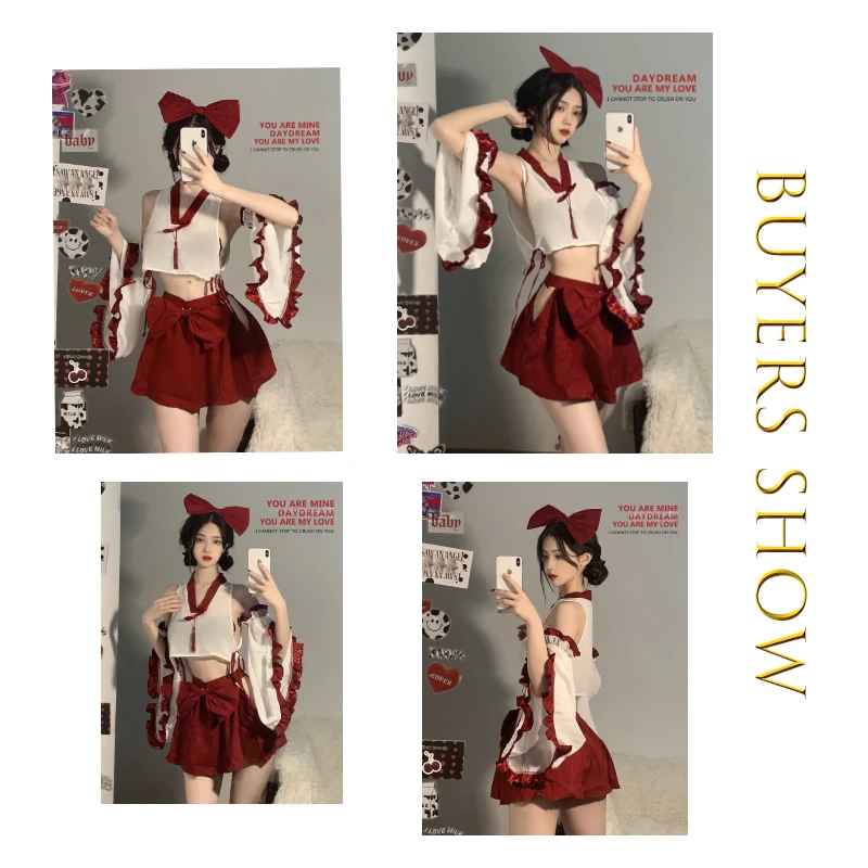 Retro Backless Naiste Jaapani Kimono Segast Erootilised Kostüümid Kawaii Nõid Cosplay Näha Läbi Võre Seksikas Naistepesu Maha Õlg Pilt 4 