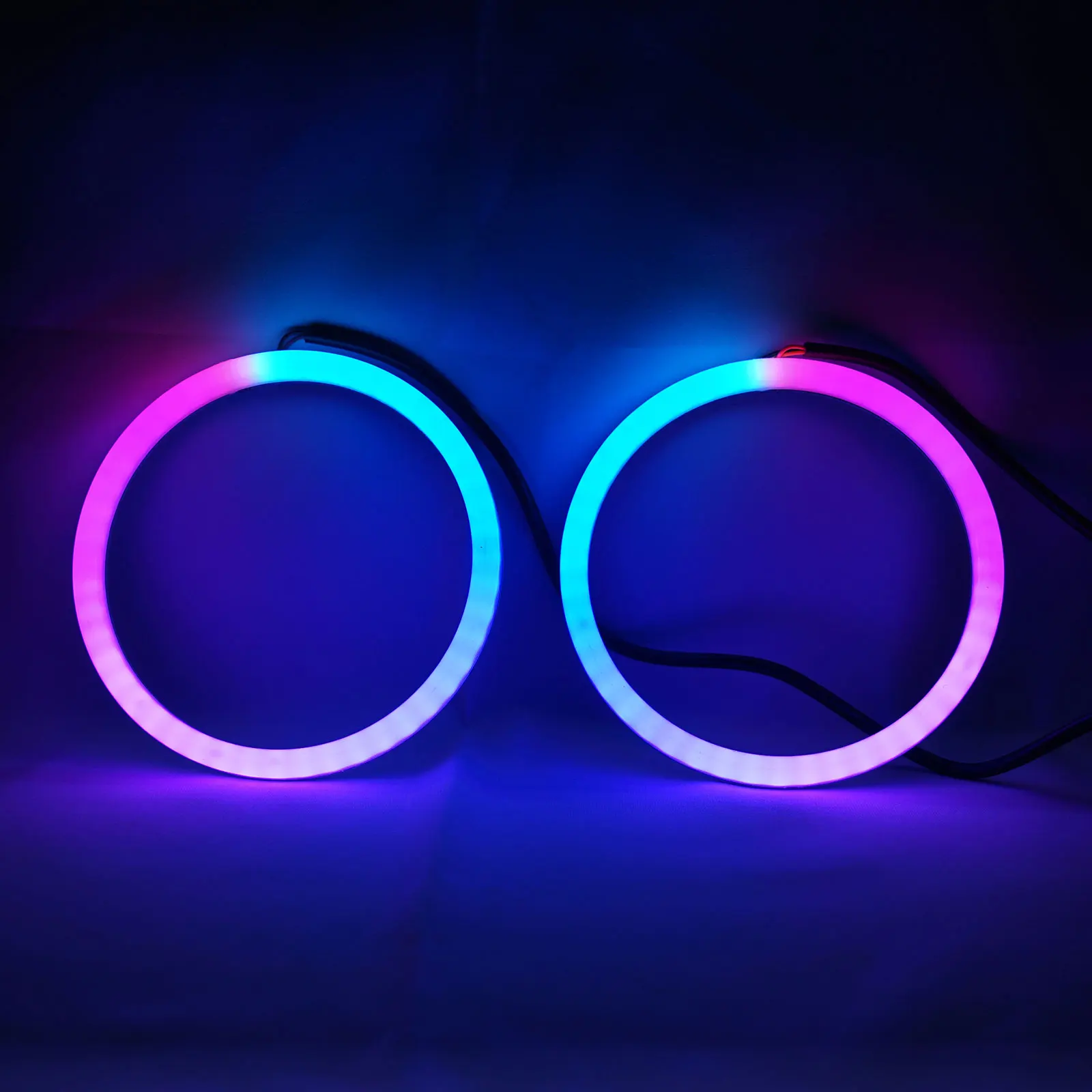 RGB-Death Uuenevad Dünaamiline Angel Eyes suunatuled Kerge Bluetooth-Kontrolli LED Järjenumber, mis Voolab