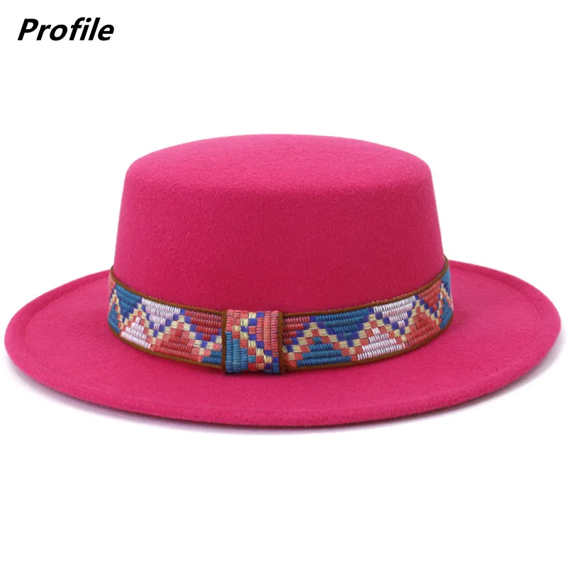 Roos punane fedora müts klassikaline reguleeritav korter ääreni jazz müts talvel paksenenud fedora müts etnilise lisaseadmete hulgi-кепка мужская