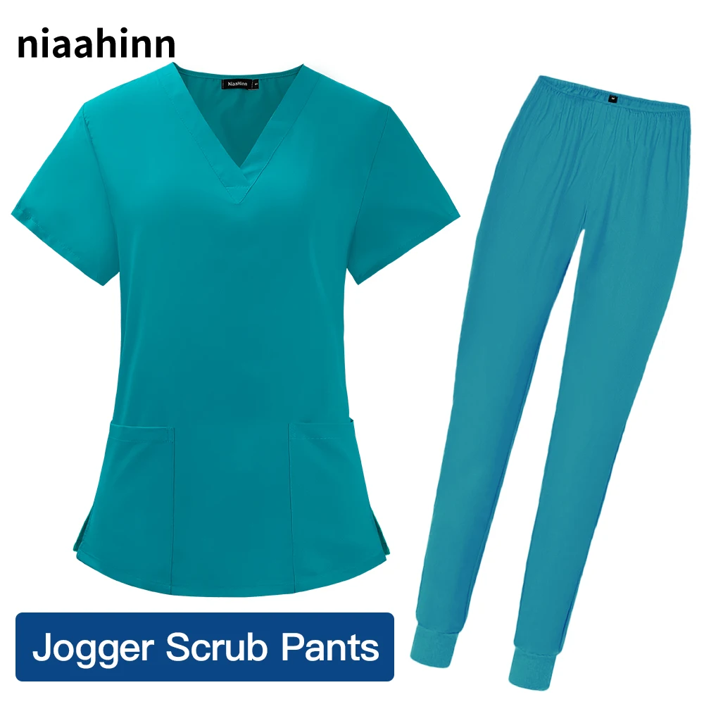 Solid Color Ilusalong Õendusabi Ühtne Sörkimine Püksid Spa Ühtne Pet Haigla Arsti Võserikud Naiste Ühtsete Hambaarsti Töö Riided