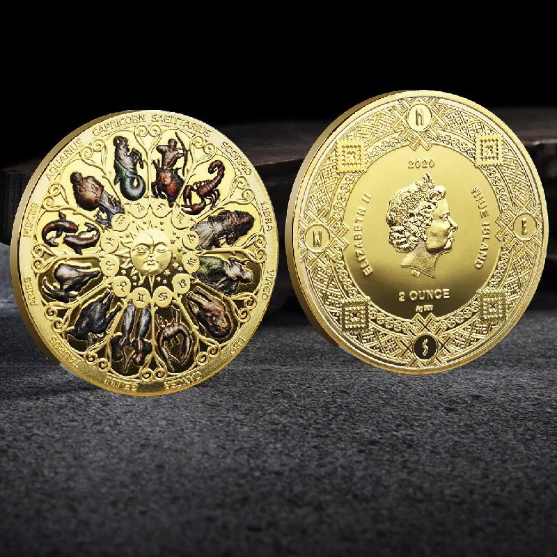 Super Ilus Õnnelik Armastus Elizabeth Ii Euro Astroloogia Suveniiride Kingitus Kaksteist Tähtkuju Sodiaagi Kullatud Mälestusmündid