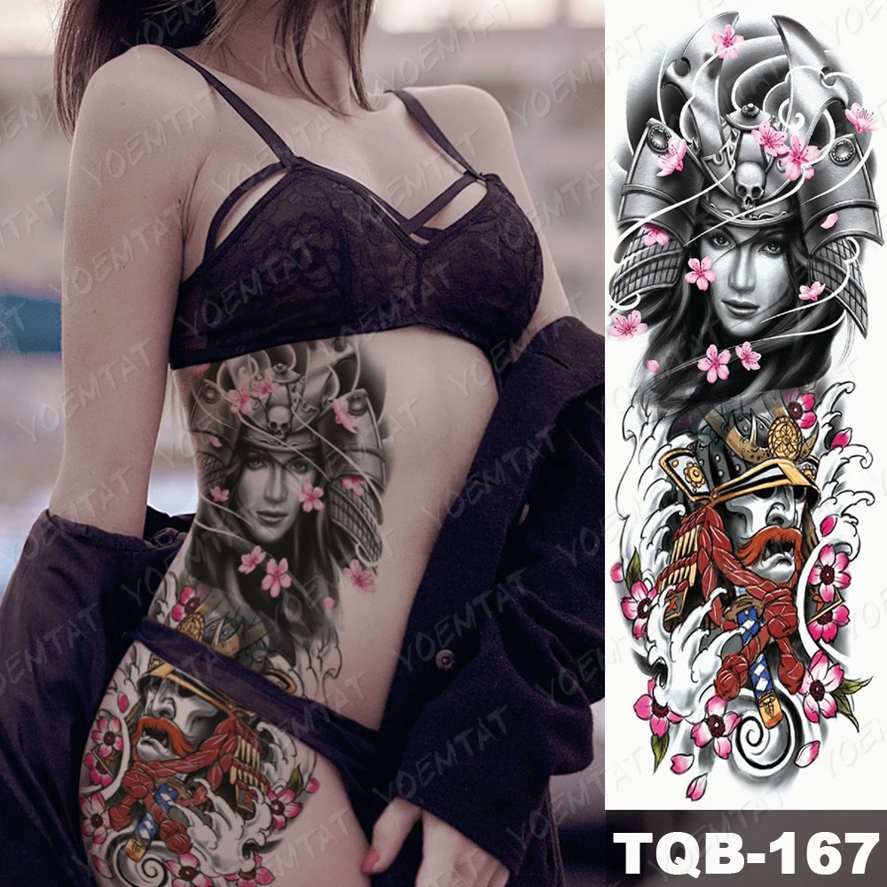 Suur Arm Varruka Tätoveering Jaapani Geisha Veekindel Ajutine Tatto Kleebis Samurai Talje Jalg Body Art Täielik Võlts Tätoveering Naised Mehed Pilt 3 