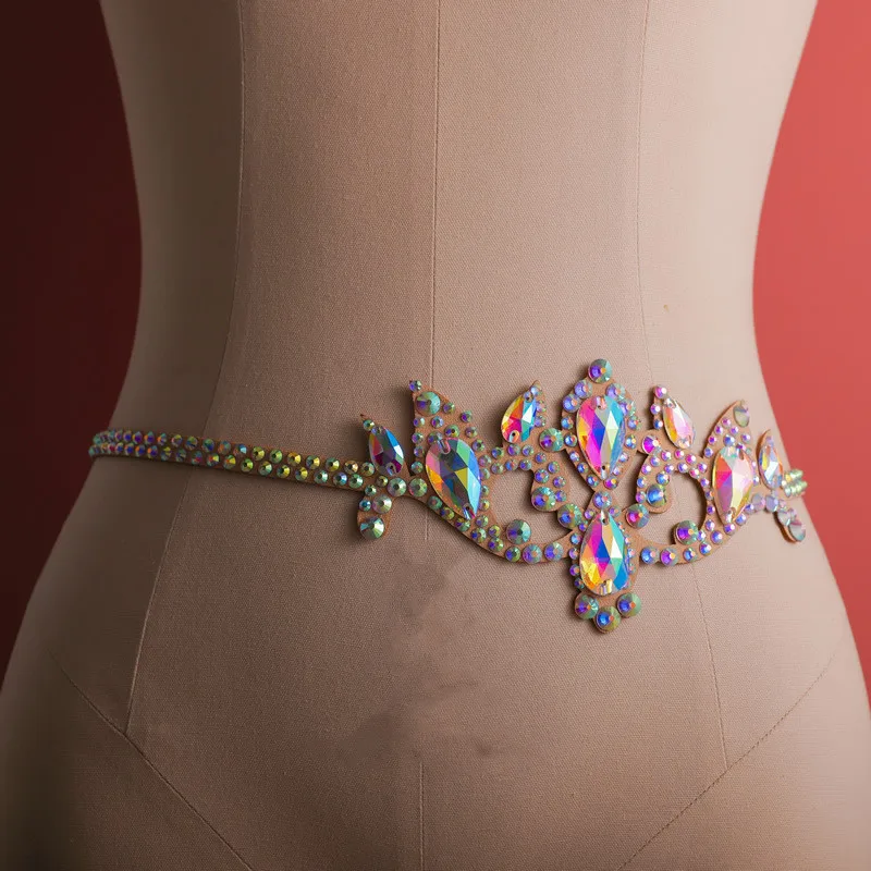 Sära Talje Kett Rhinestone Kõht Ketid Vöö Bellydance Kostüüm Aksessuaar Crystal Keha Ehted Naistele Värvikas Juuksed Bänd