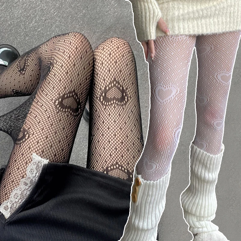 Süda Flower Mesh Jaapani Tüdruk Lolita Ins Põlvikud, Sukad Valge Võrk Naiste Sukkpüksid Naistele Suvel Legging Parempidises