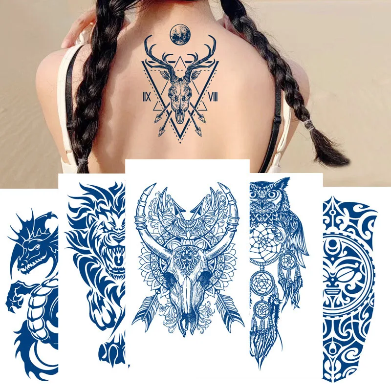 Taimsete Taimede Tätoveering Kleebised Draakon Lõvi-Kakk Mahla Tätoveering Semi-Permanent Tattoo Mehed Naised Body Art Kleebis