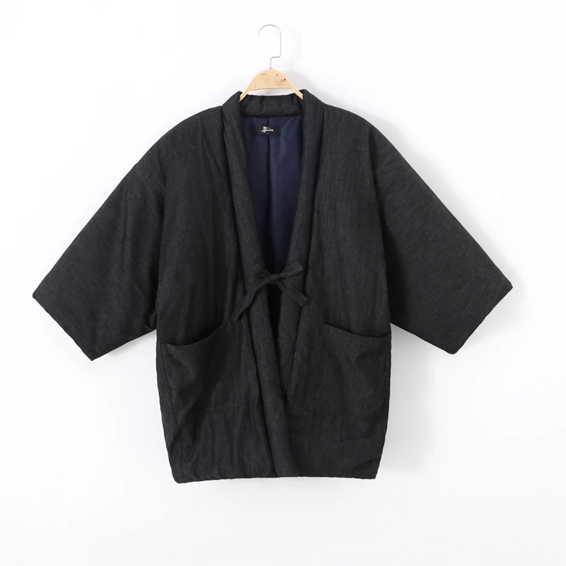 Talvel Hanten Jope Meestele Traditsiooniline Jaapani Kampsun, Mantel Denim Riie Puuvilla Samurai Kimono Yukata Aasia Riided Haori Naised Pilt 1 