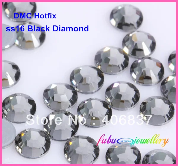 Tasuta Kohaletoimetamine! 1440pcs/Palju, ss16 (3.8-4.0 mm) Kvaliteetse DMC Black Diamond Iron Kohta Rhinestones / Hot fix Rhinestones